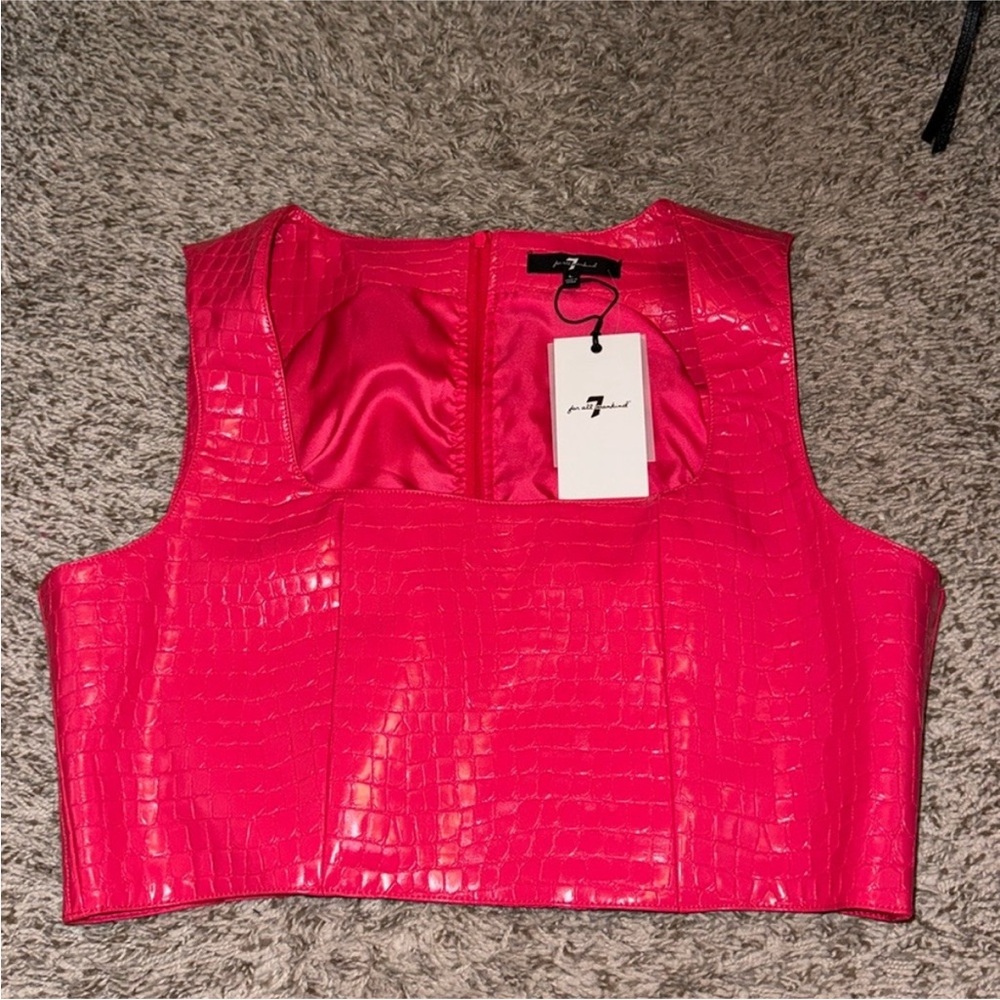 REVOLVE Hot Pink Cropped Faux-Croc Tank Top